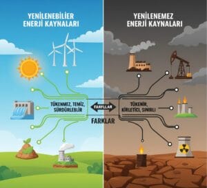 Enerji kaynakları genel olarak yenilenebilir ve yenilenemez olmak üzere ikiye ayrılır